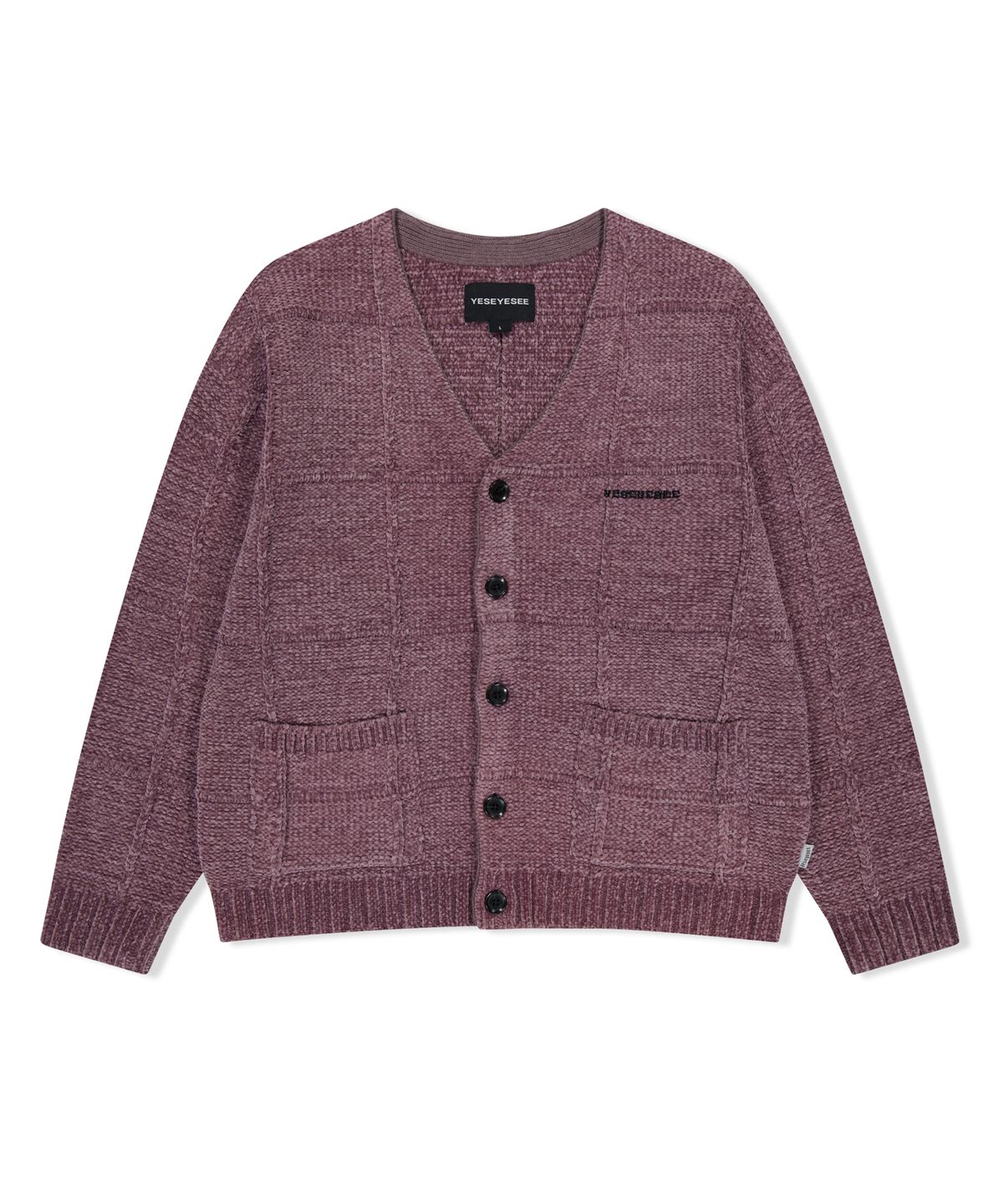 예스아이씨(YESEYESEE) Grid Knit Cardigan Grape