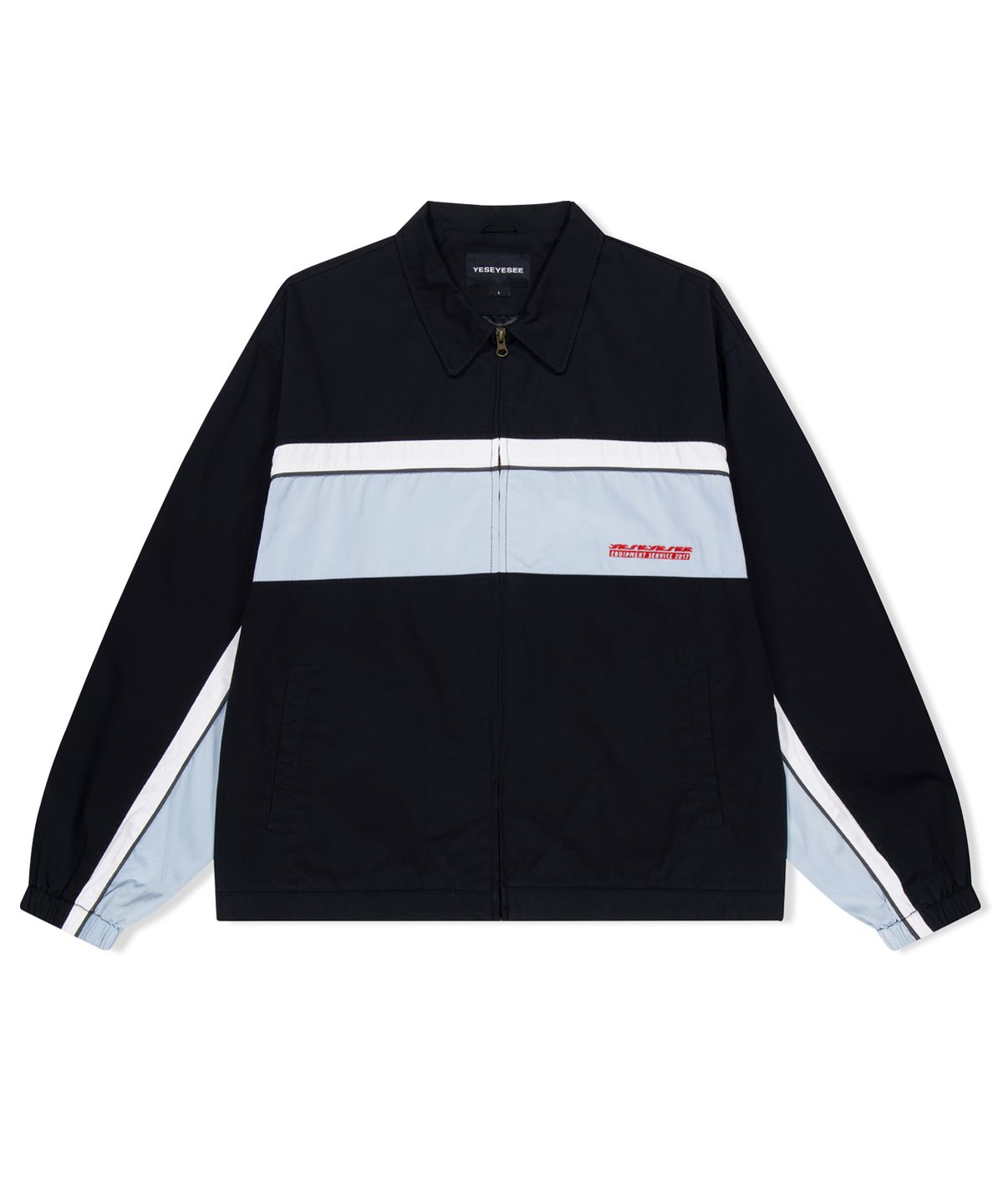 예스아이씨(YESEYESEE) Wavy Logo Work Jacket Black