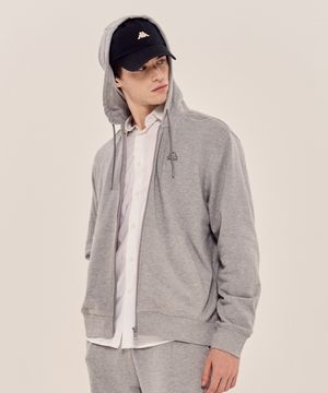 베이직 후드집업 유니 멜란지그레이