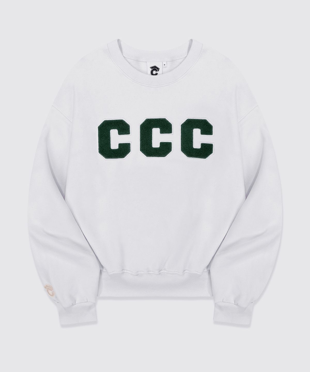 컨셉트컬리지(CONCEPTCOLLEGE) CCC 그린 패치 스웨트셔츠_화이트 [남녀공용]