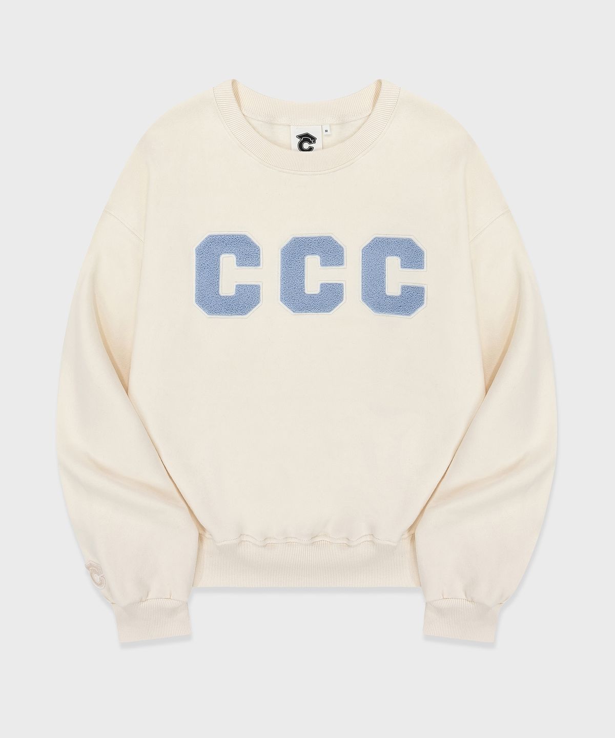 컨셉트컬리지(CONCEPTCOLLEGE) CCC 스카이블루 패치 스웨트셔츠_아이보리 [남녀공용]