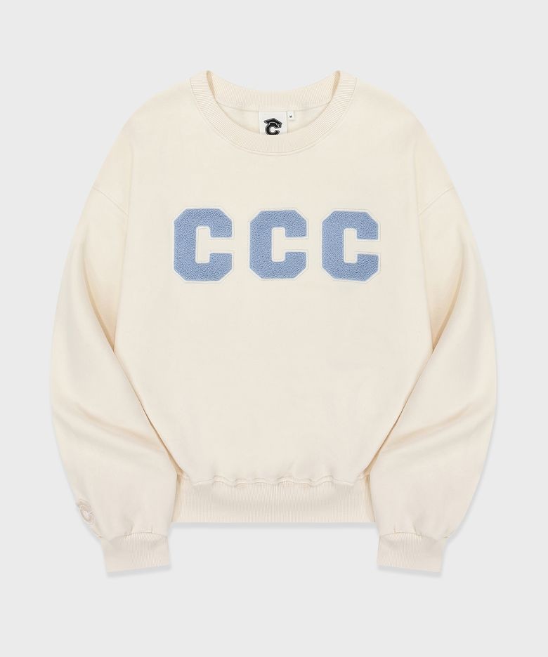 CCC 스카이블루 패치 스웨트셔츠_아이보리 [남녀공용]