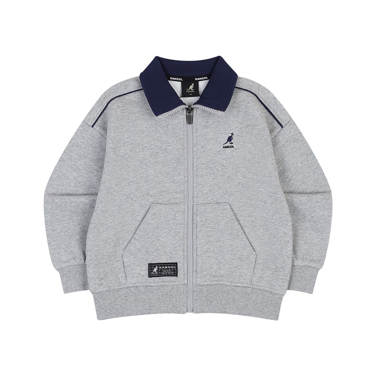 캉골키즈(KANGOL KIDS) 파이핑 디테일 카라 짚업 QD 0001 멜란지 그레이