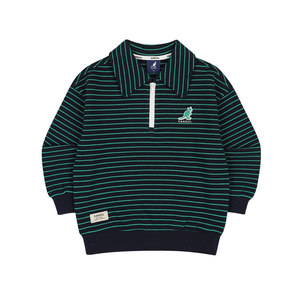 캉골키즈(KANGOL KIDS) 하프 짚업 스트라이프 스웻셔츠 QD 0001 네이비