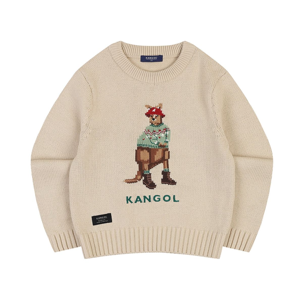 캉골키즈(KANGOL KIDS) 뉴 캥거루 그래픽 니트 QD 0001 베이지