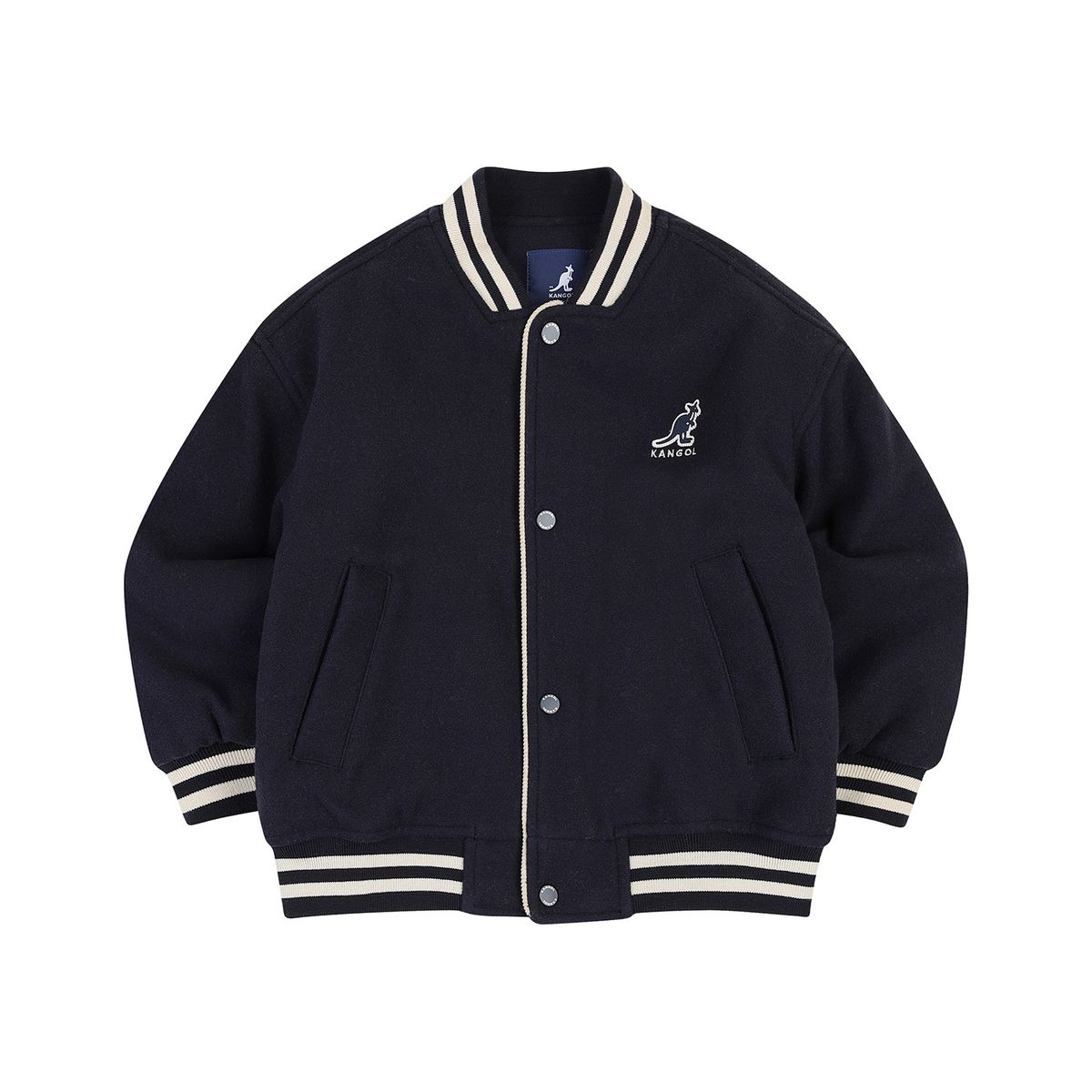 캉골키즈(KANGOL KIDS) 울 라이크 패디드 베이스볼 점퍼 QD 0005 네이비