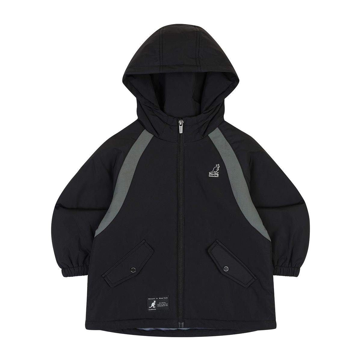 캉골키즈(KANGOL KIDS) 2레이어 후디드 웜업 점퍼 QD 0004 블랙