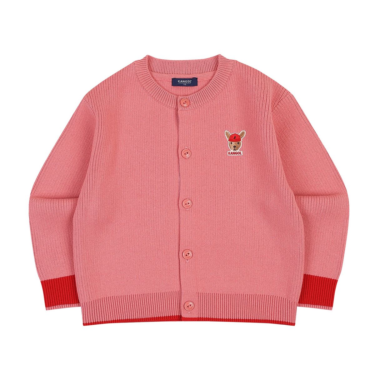 캉골키즈(KANGOL KIDS) 뉴 심볼 패치 니트 가디건 QD 0001 핑크