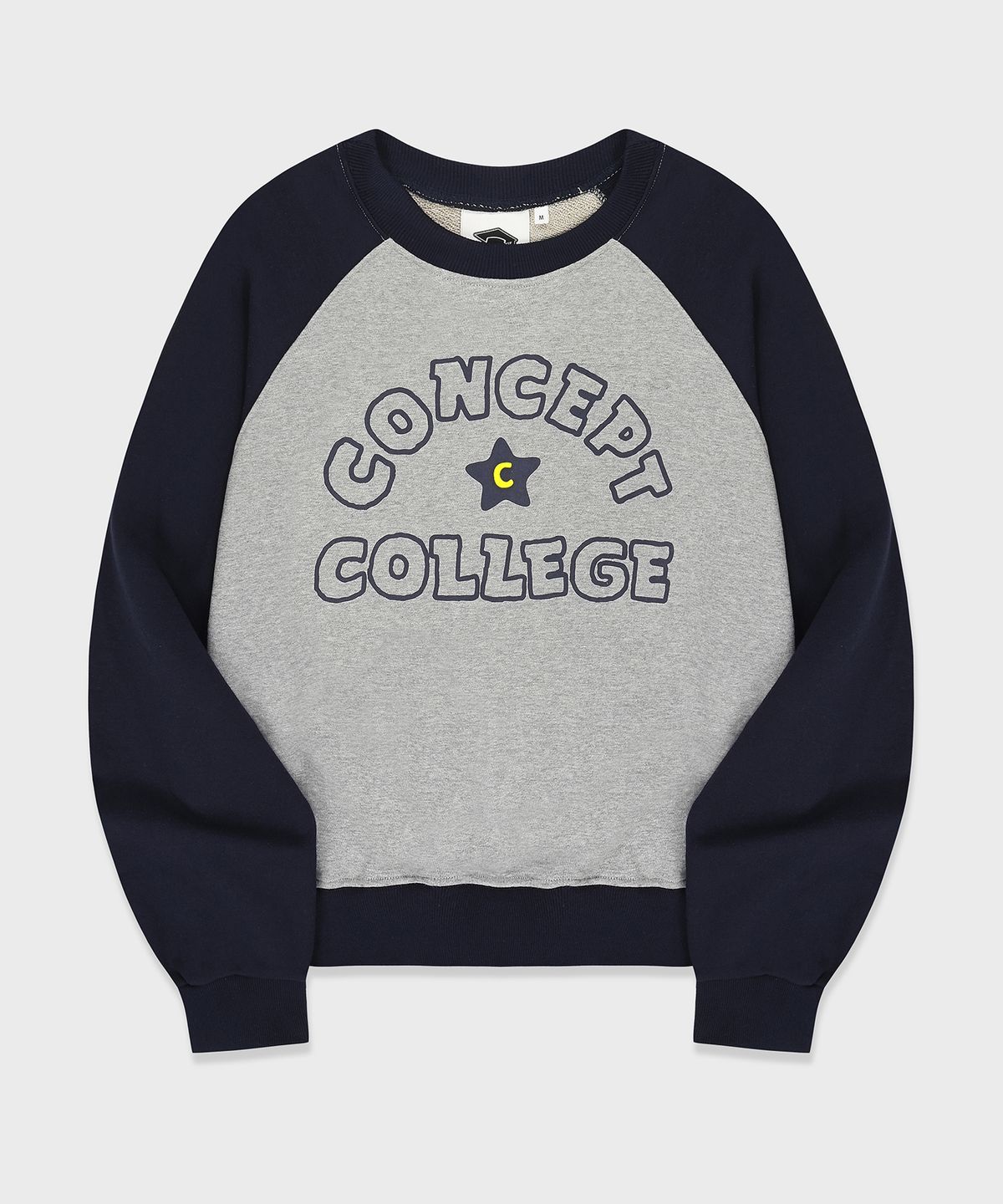 컨셉트컬리지(CONCEPTCOLLEGE) 핸드 로고 래글런 스웨트셔츠_그레이/네이비 [여성용]