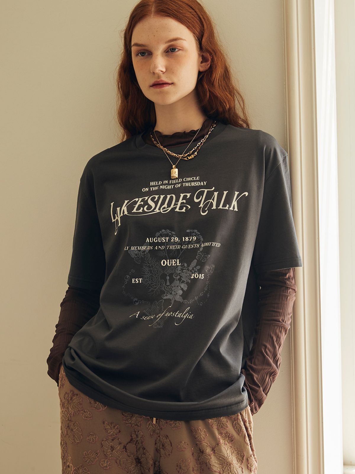오앨(OUEL) LAKESIDE T-SHIRT_CHARCOAL