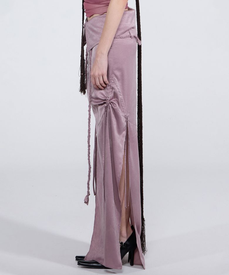 Braid Detail Satin Skirt Mauve