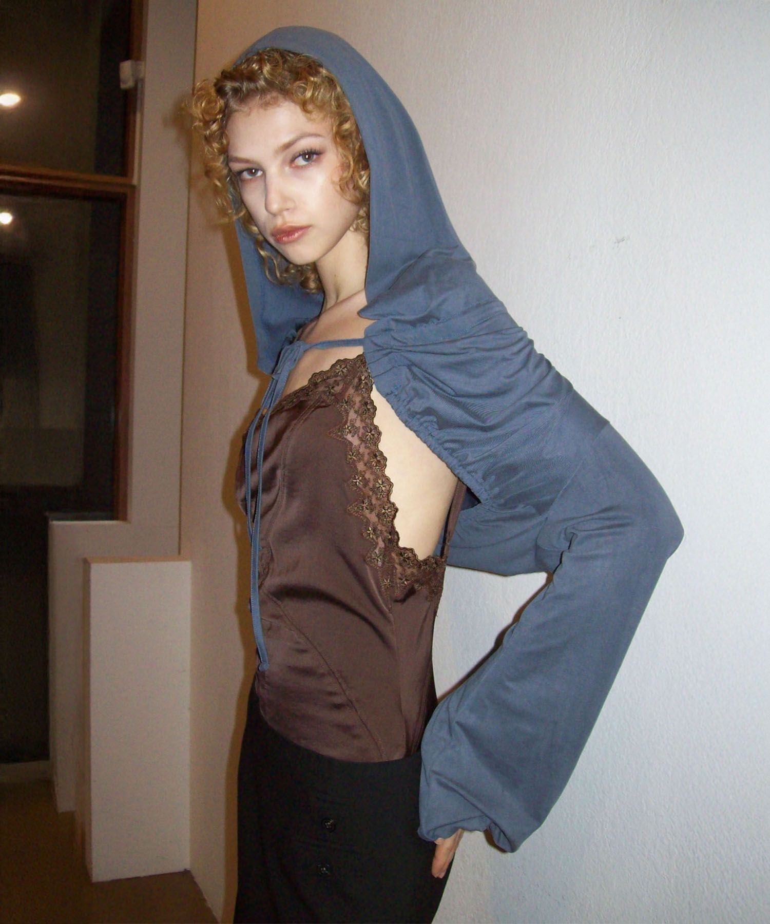 MUSINSA | SCULPTOR Jersey Priest Hoodie Bolero Navy