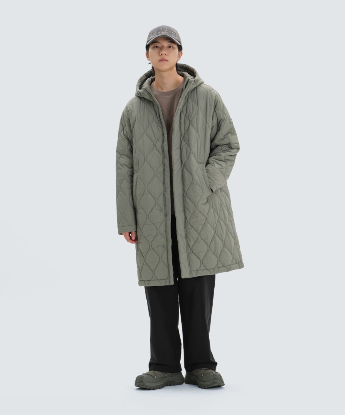 스노우피크 어패럴(SNOWPEAK APPAREL) 리사이클 퀼팅 롱 후드 자켓 (S24WUFPJ08) Khaki