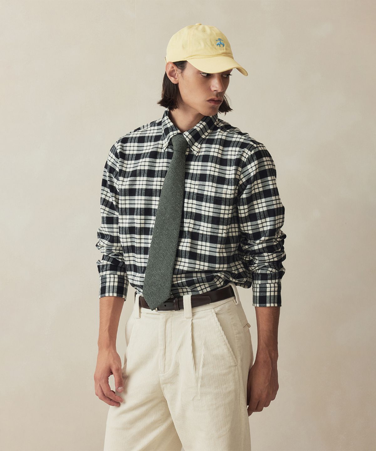 브룩스 브라더스(BROOKS BROTHERS) 소멜로스 플란넬 체크 셔츠 (화이트) (BBTHMM54767EW)