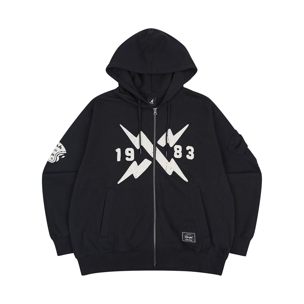 캉골(KANGOL) CRS 바이커 후디드 집업 5134 블랙