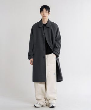 울 블렌드 오버핏 발마칸 코트 [차콜]