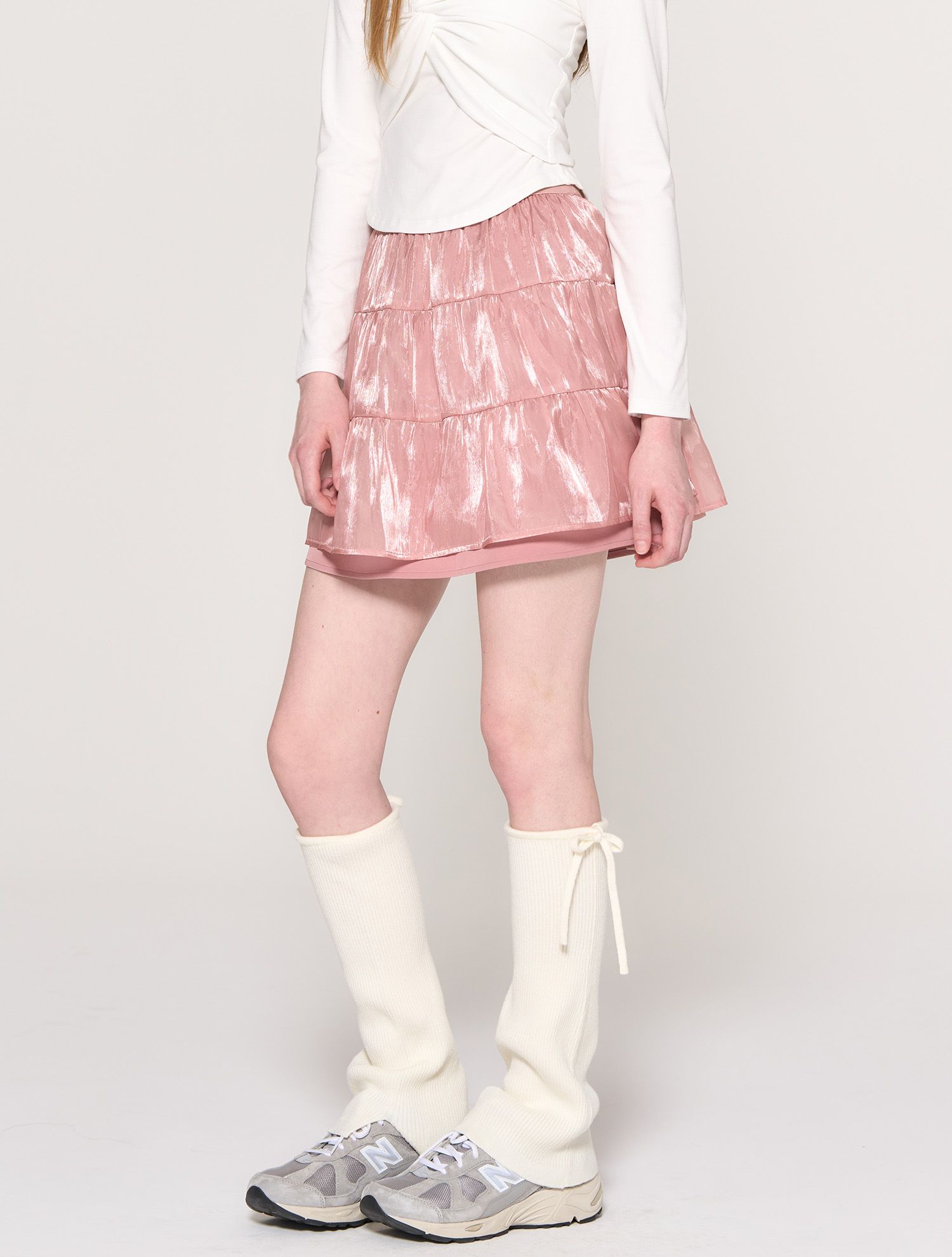 【HI FI FNK】(W) Modal Layered Skirt Women Mini Skirt Layered Ruffle High Waist A-Line Short