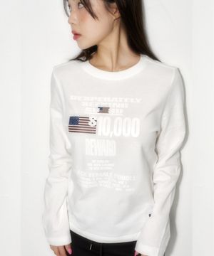 우먼즈 세미크롭 US 1000 White 긴팔티