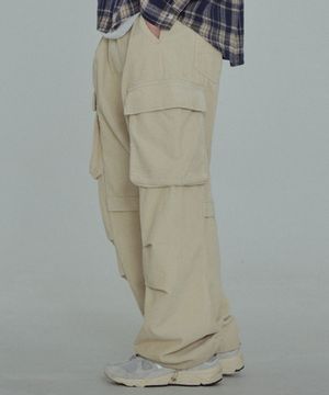 코듀로이 카고 밴딩 팬츠 크림