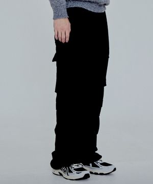 코듀로이 카고 밴딩 팬츠 블랙