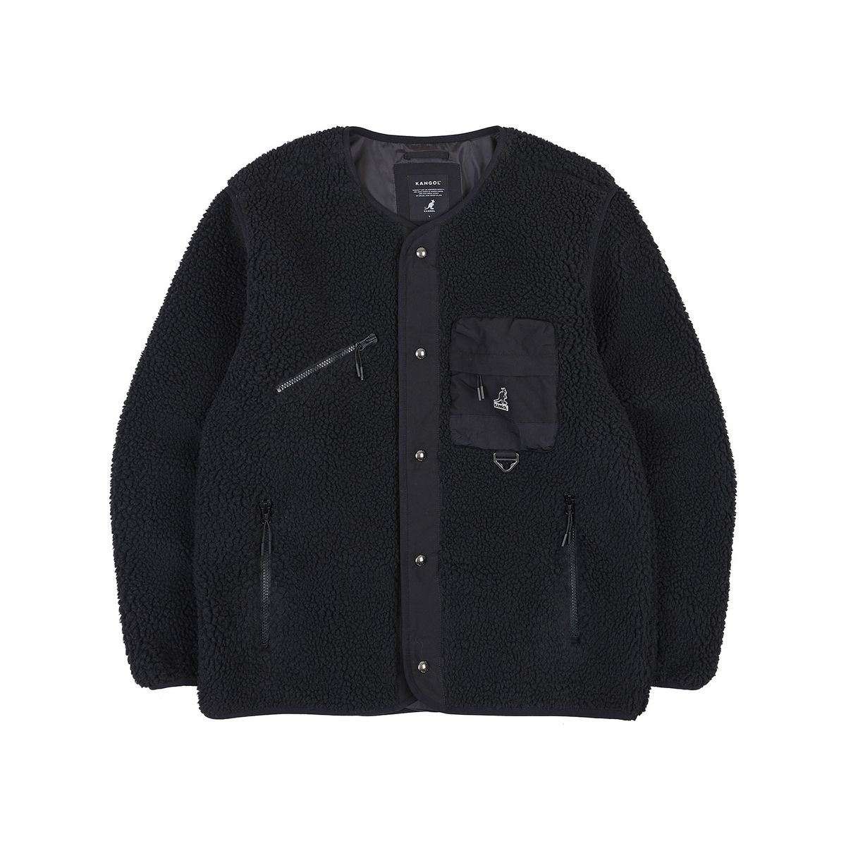 캉골(KANGOL) 레트로코어 플리스 가디건 8543 블랙