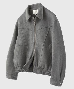 울 블렌드 2-WAY 카라 블루종 그레이