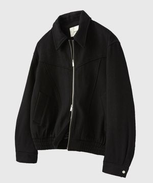 울 블렌드 2-WAY 카라 블루종 블랙