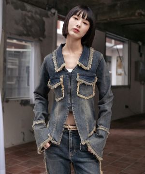 빈티지 데님 짚업 자켓