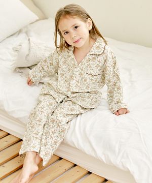 127브라운플라워 긴소매 파자마세트