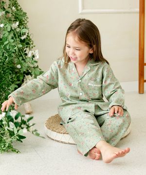 128레빗플라워 긴소매 파자마세트