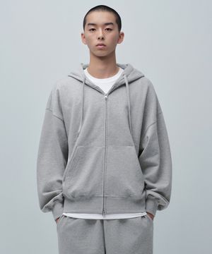 루즈 벌룬 후디드 스웨트 집업 [미디엄 그레이]