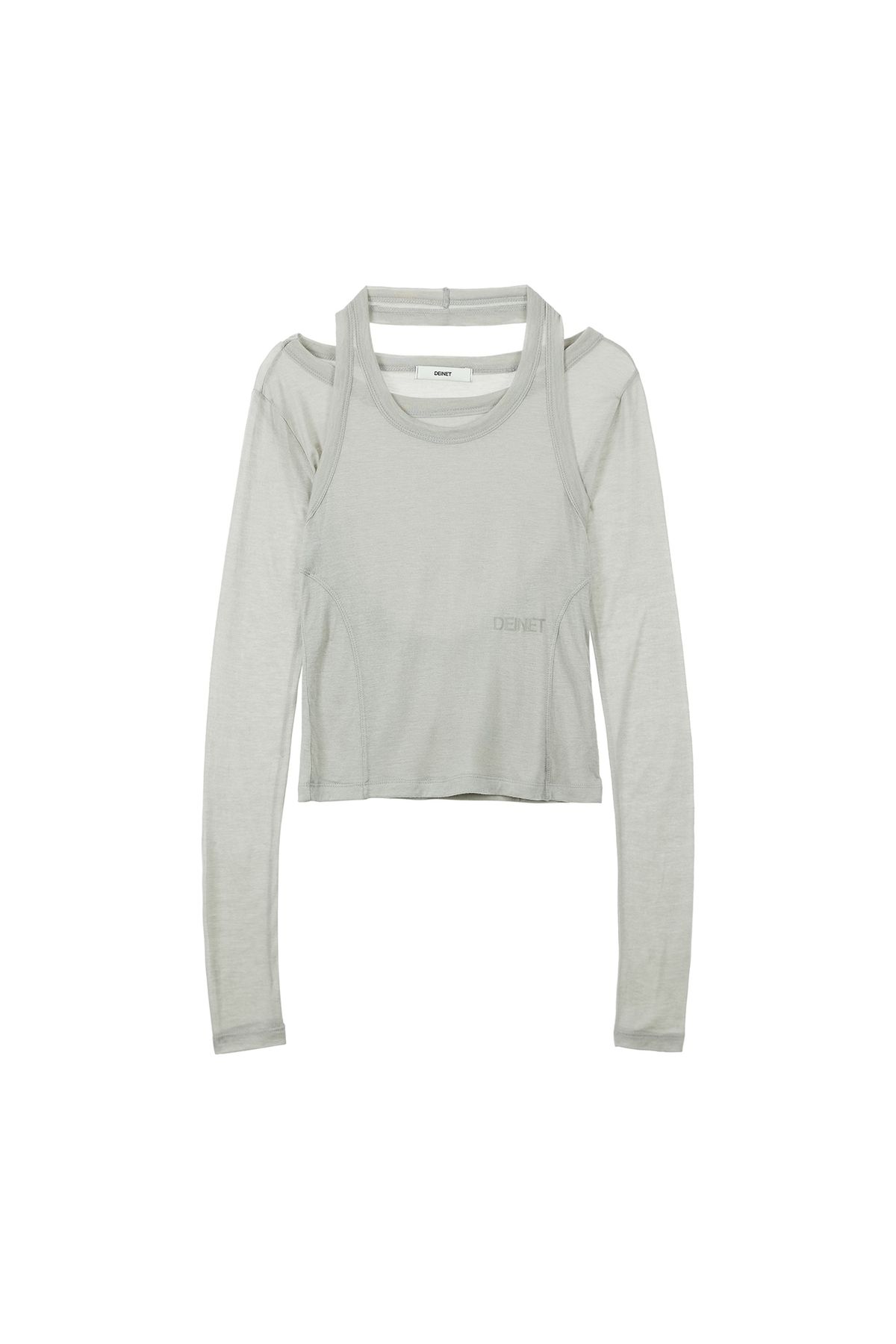 다이닛(DEINET) IN N OUT LAYER HALTER TOP IN LIGHT GRAY