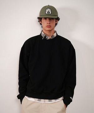AN BASIC PATCH SWEATSHIRT - BLACK