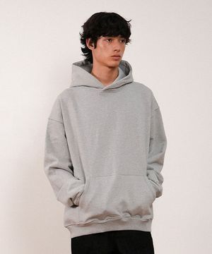 AN BASIC PATCH HOODIE - MELANGE GREY