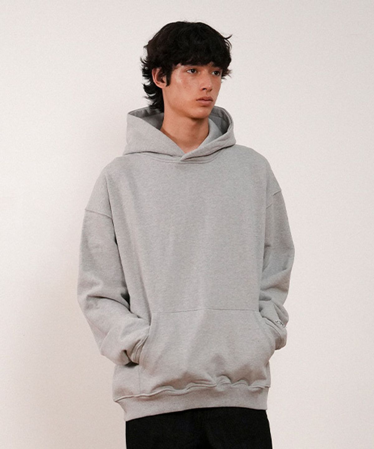 아메리칸니들(AMERICAN NEEDLE) AN BASIC PATCH HOODIE - MELANGE GREY