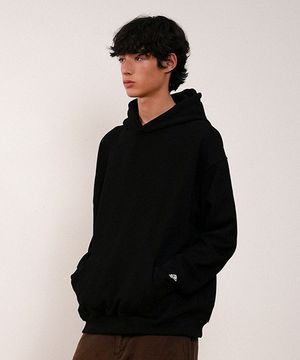 AN BASIC PATCH HOODIE - BLACK