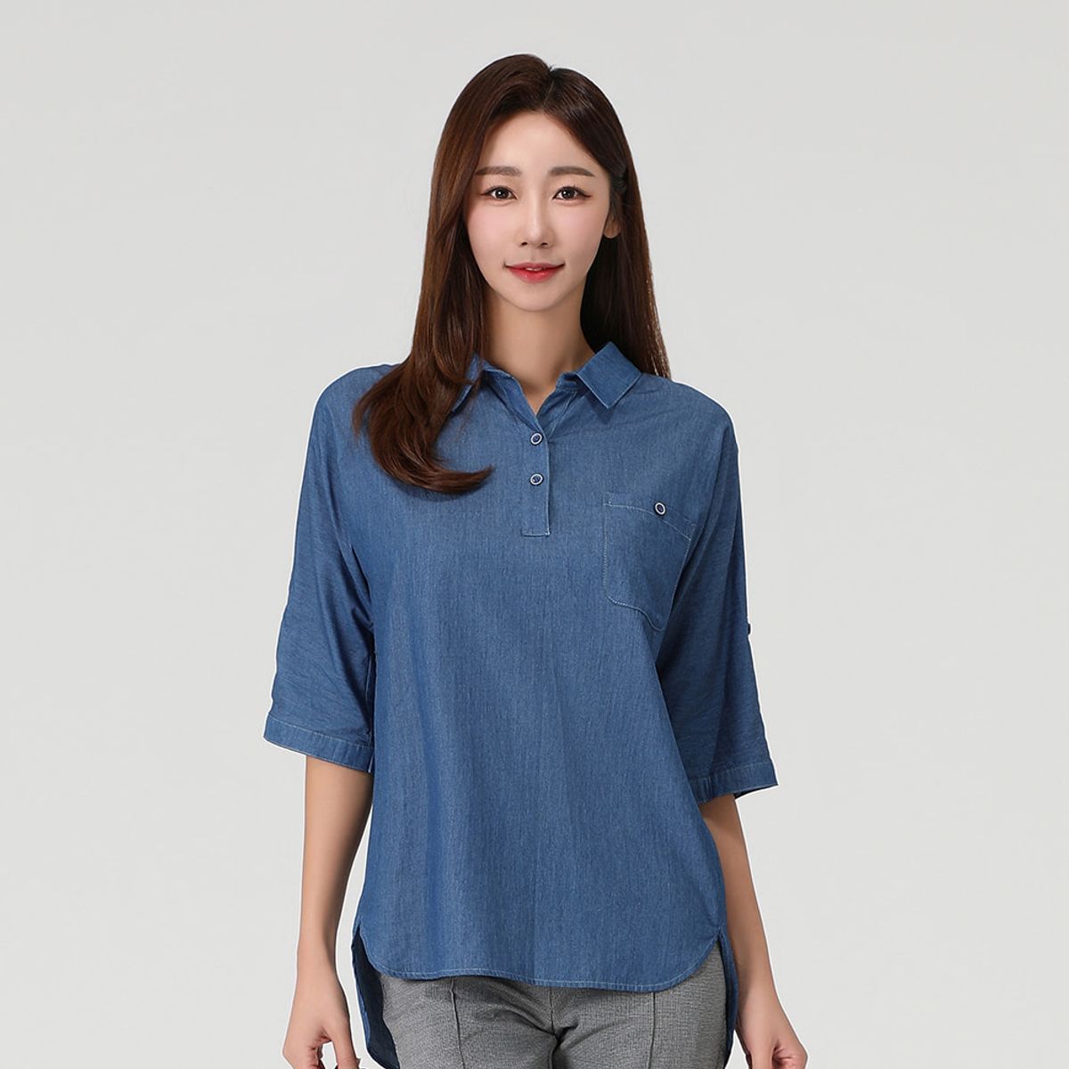 피에이티(PAT) 데님 오버핏 셔츠_MI41503