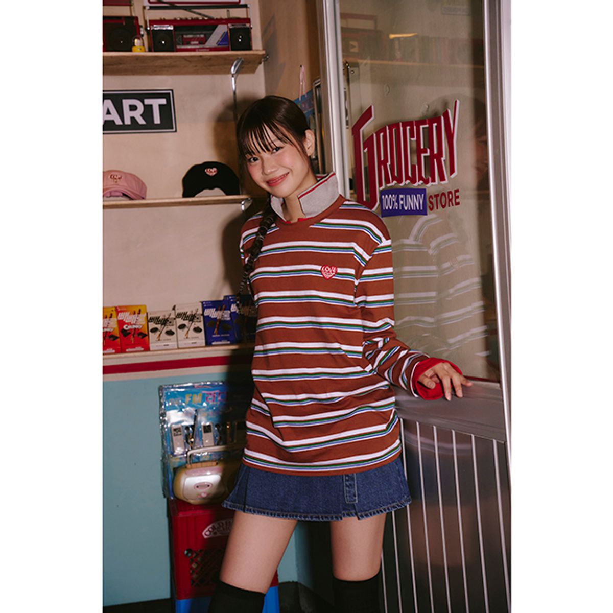 랩(LAP) [LAPxPEPERO]와펜 스트라이프티셔츠 AQ7GT860
