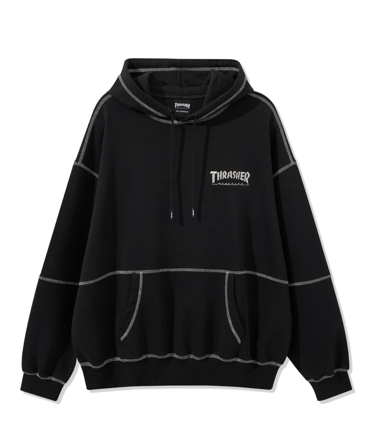 트레셔(THRASHER) 스티치 스몰 매거진 로고 후디 블랙