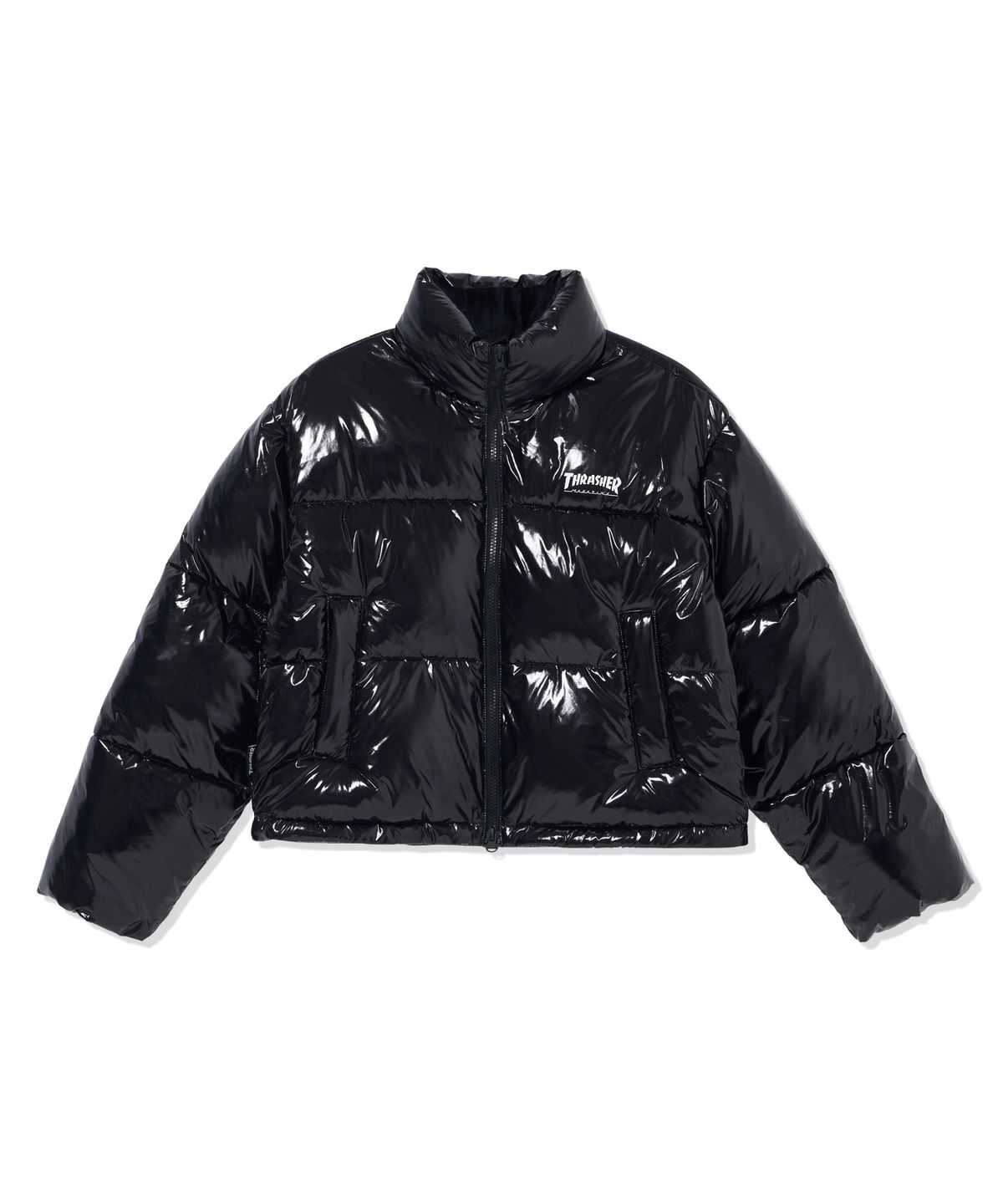 트레셔(THRASHER) 우먼 글로시 크롭 푸퍼 블랙