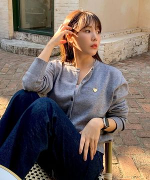 (W) 베이직 에센셜 워셔블 라운드 가디건 GREY