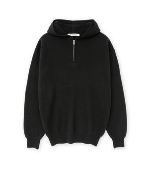 캐시미어 후드 하프 집업, 블랙