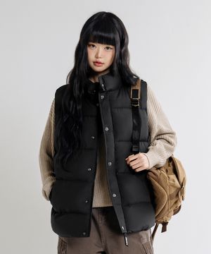 2WAY 오버핏 볼륨 웰론 푸퍼 패딩 베스트 [블랙]