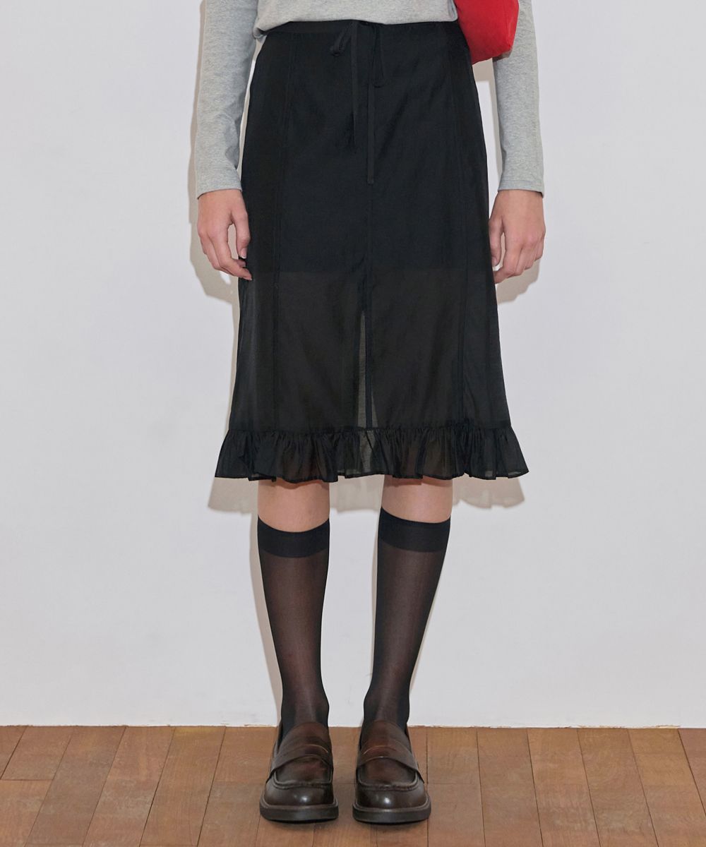 SINOON ■ Frill Midi Skirt MUSINSA | SINOON Frill H-Line Midi Skirt (Black)