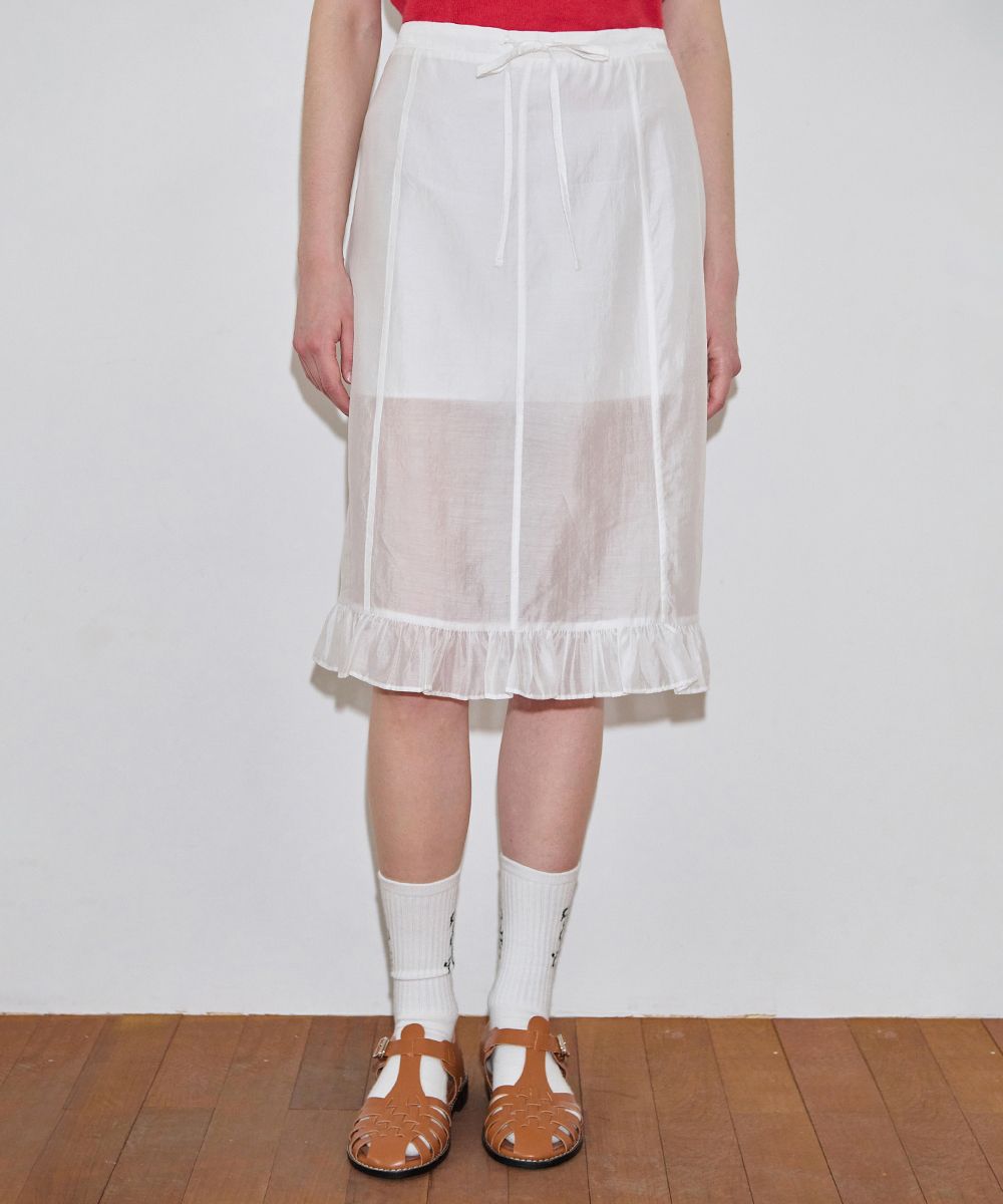 MUSINSA | SINOON Frill H-Line Midi Skirt (Cream)