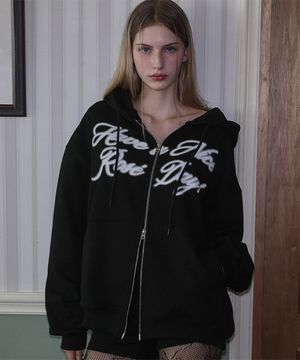Spread Hood Zip-up [Black]