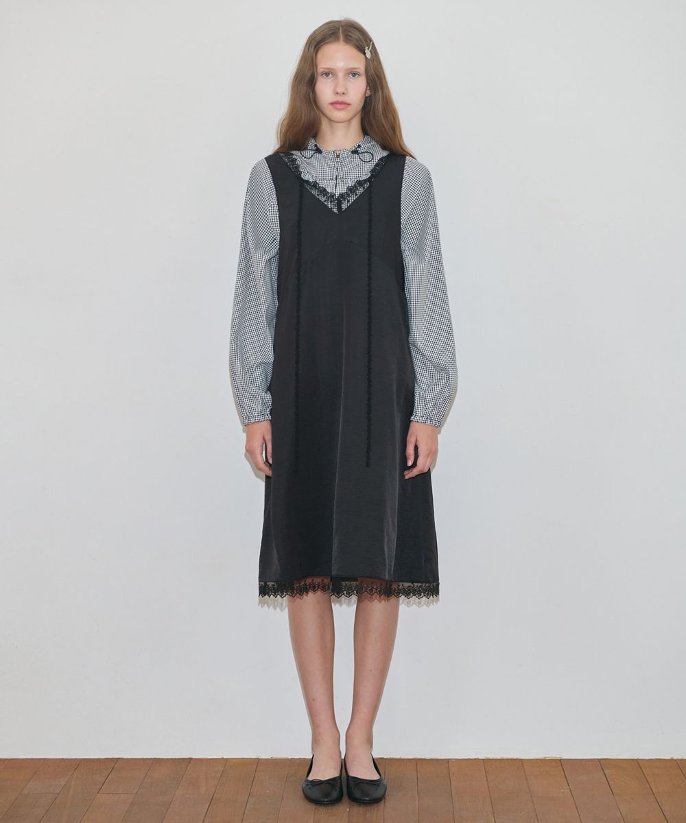 【Sinoon】★ 韓国人気 ★ Silky Lace Slip Dress ★ 2 COLOR MUSINSA | SINOON Silky Lace Slip Dress (Black)