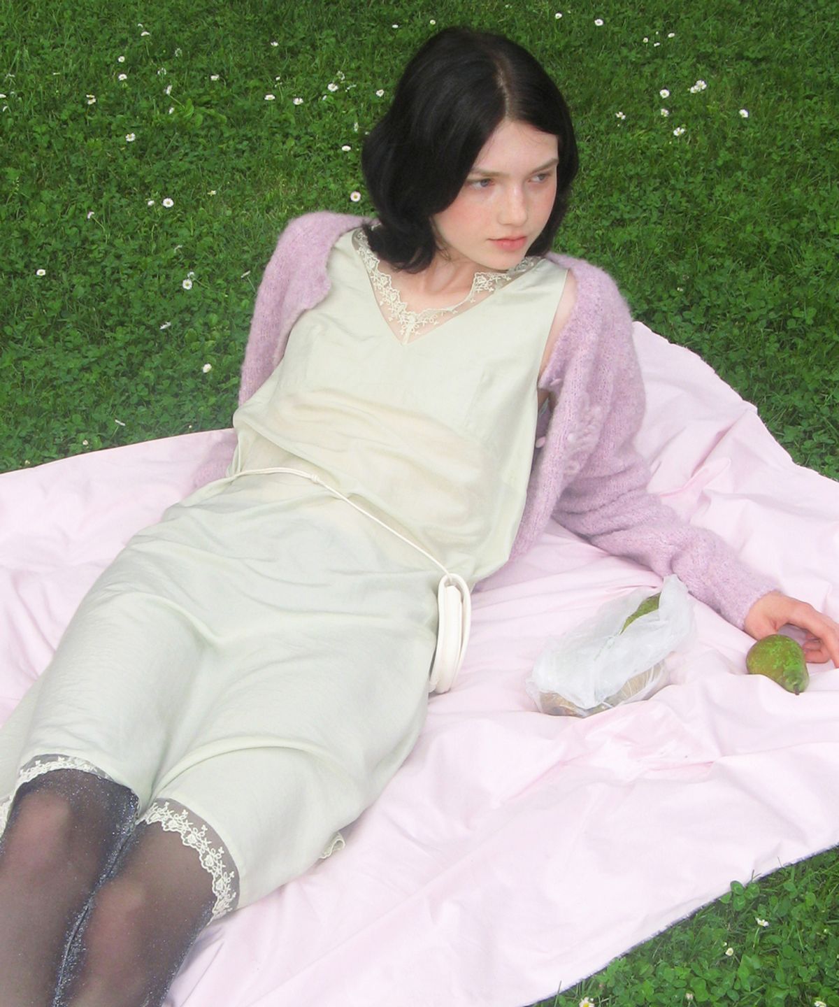 시눈(SINOON) Silky Lace Slip Dress (Mint)