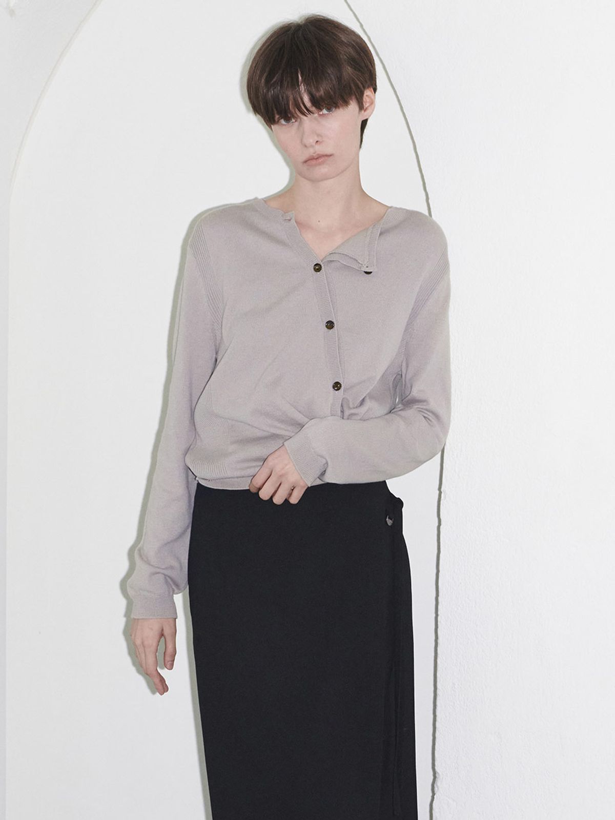 루에브르(LOEUVRE) Diagonal Tied Cardigan SK4AP845_4color
