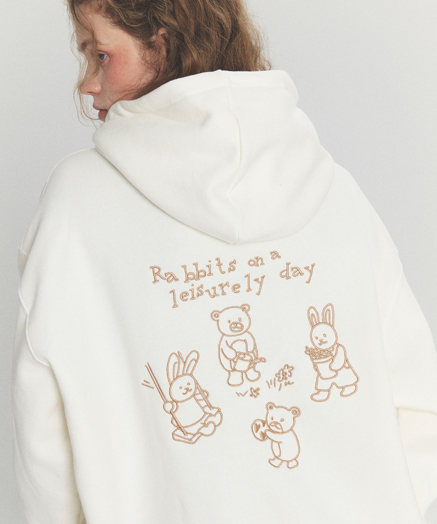 MUSINSA | CPGN STUDIO Rabbit Leslie Embroidered Hoodie Cream